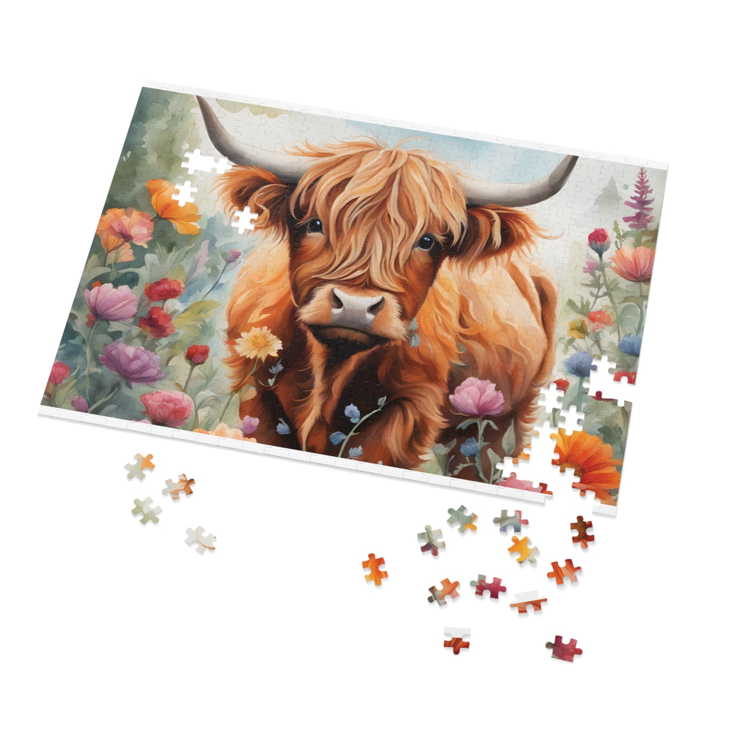 Puzzle, Highland Cow, Personalised/Non-Personalised (30, 110, 252, 500,1000-Piece) awd-642