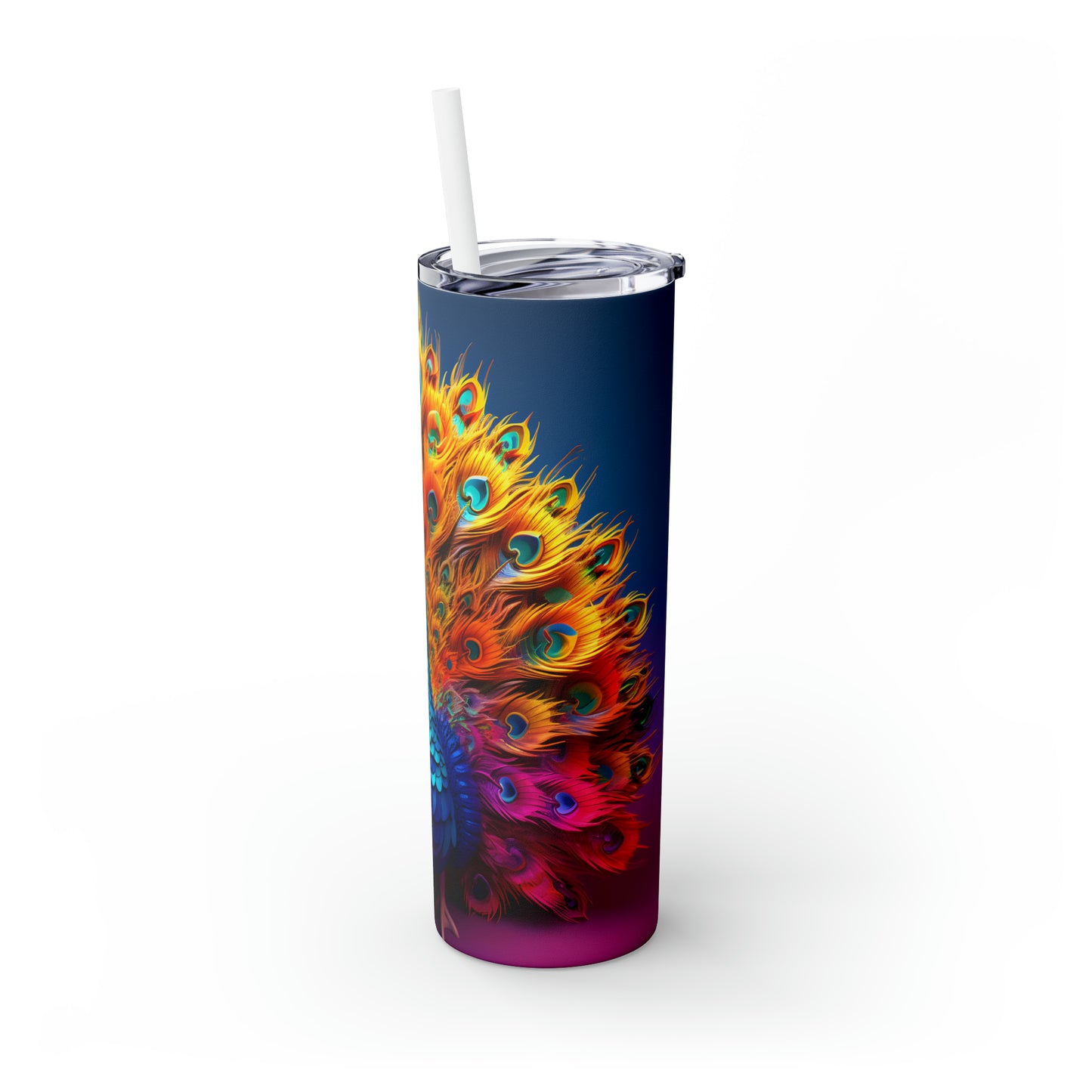 Skinny Tumbler with Straw, 20oz, Peacock