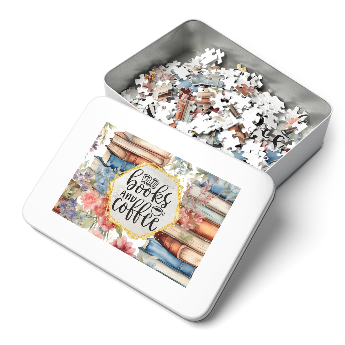 Jigsaw Puzzle, Book Lovers, Books and Coffee, Personalised/Non-Personalised (30, 110, 252, 500,1000-Piece)