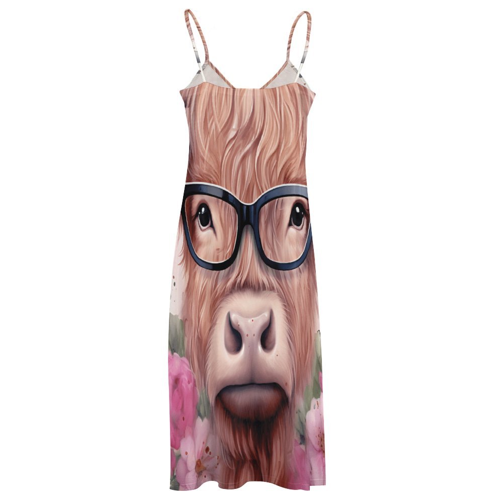 Highland Cow Spaghetti Strap Ankle-Length Dress Long dress