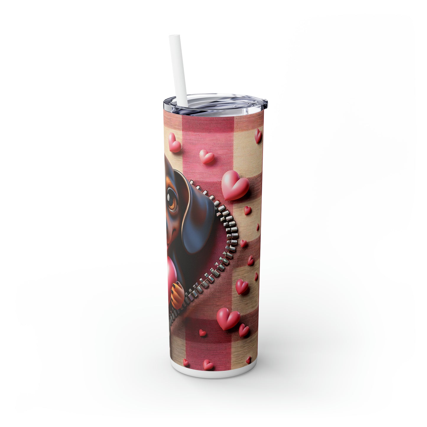 Skinny Tumbler with Straw, 20oz, Dog, Valentines Day, awd-1137