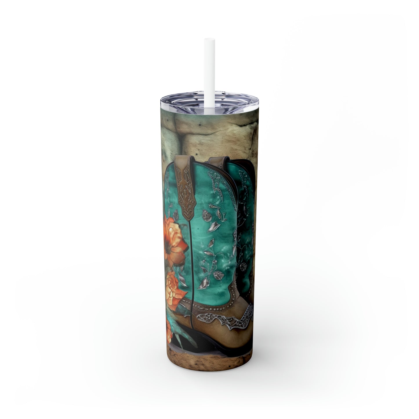 Skinny Tumbler with Straw, 20oz Country Boots