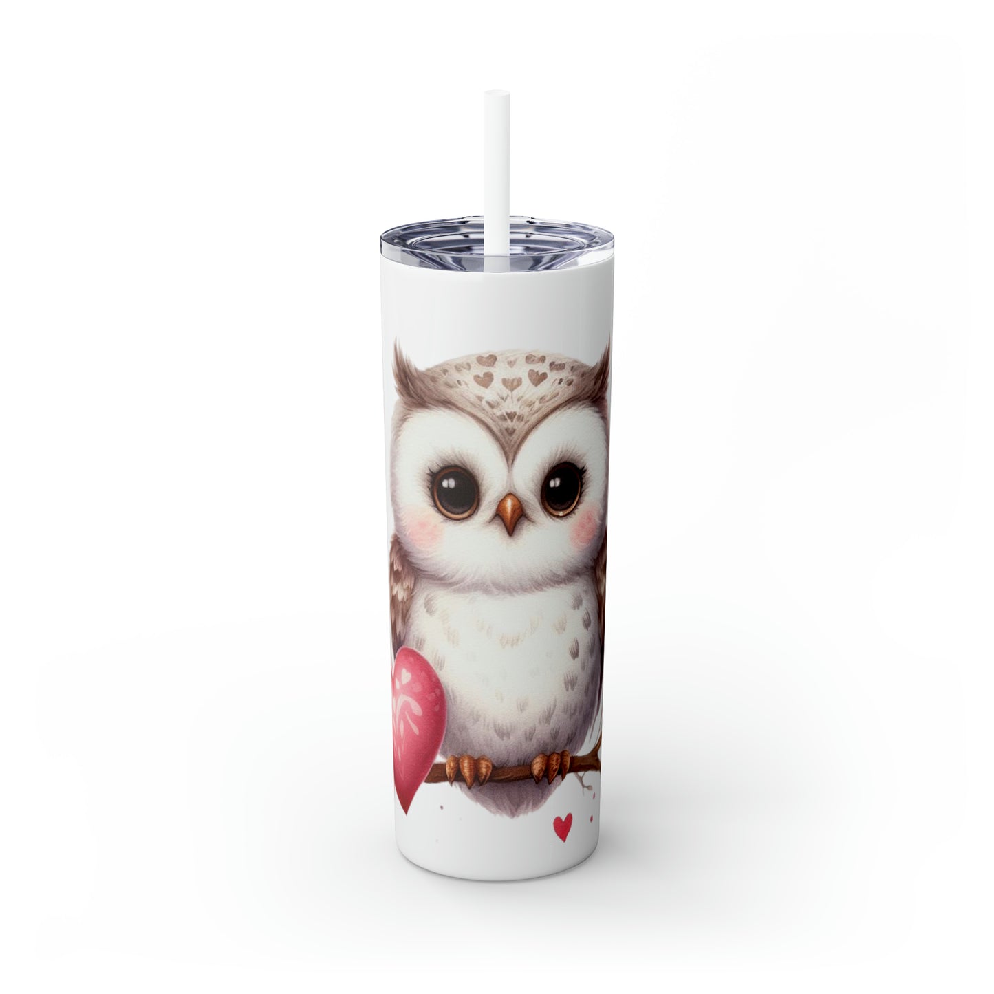 Skinny Tumbler with Straw, 20oz, Owl