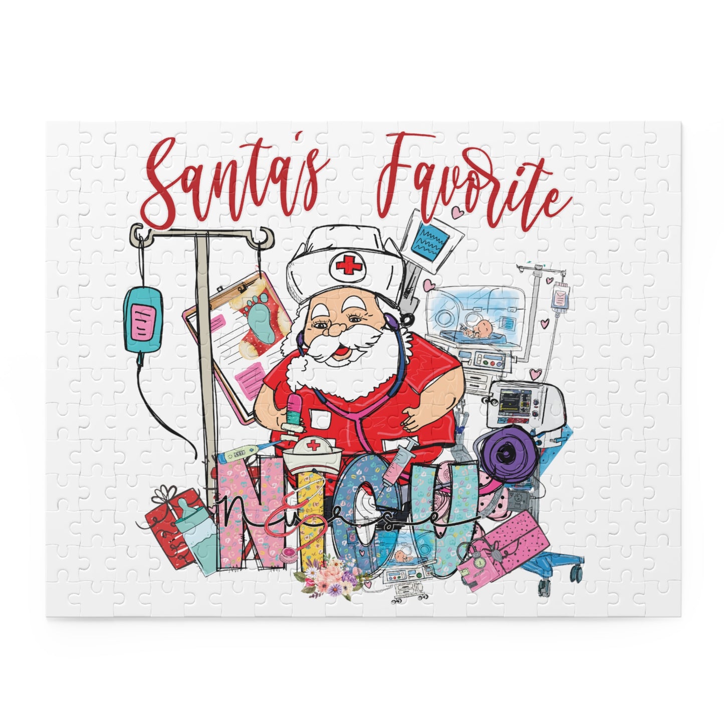 Personalised/Non-Personalised Puzzle, Santa's Favorite NICU Nurse (120, 252, 500-Piece)