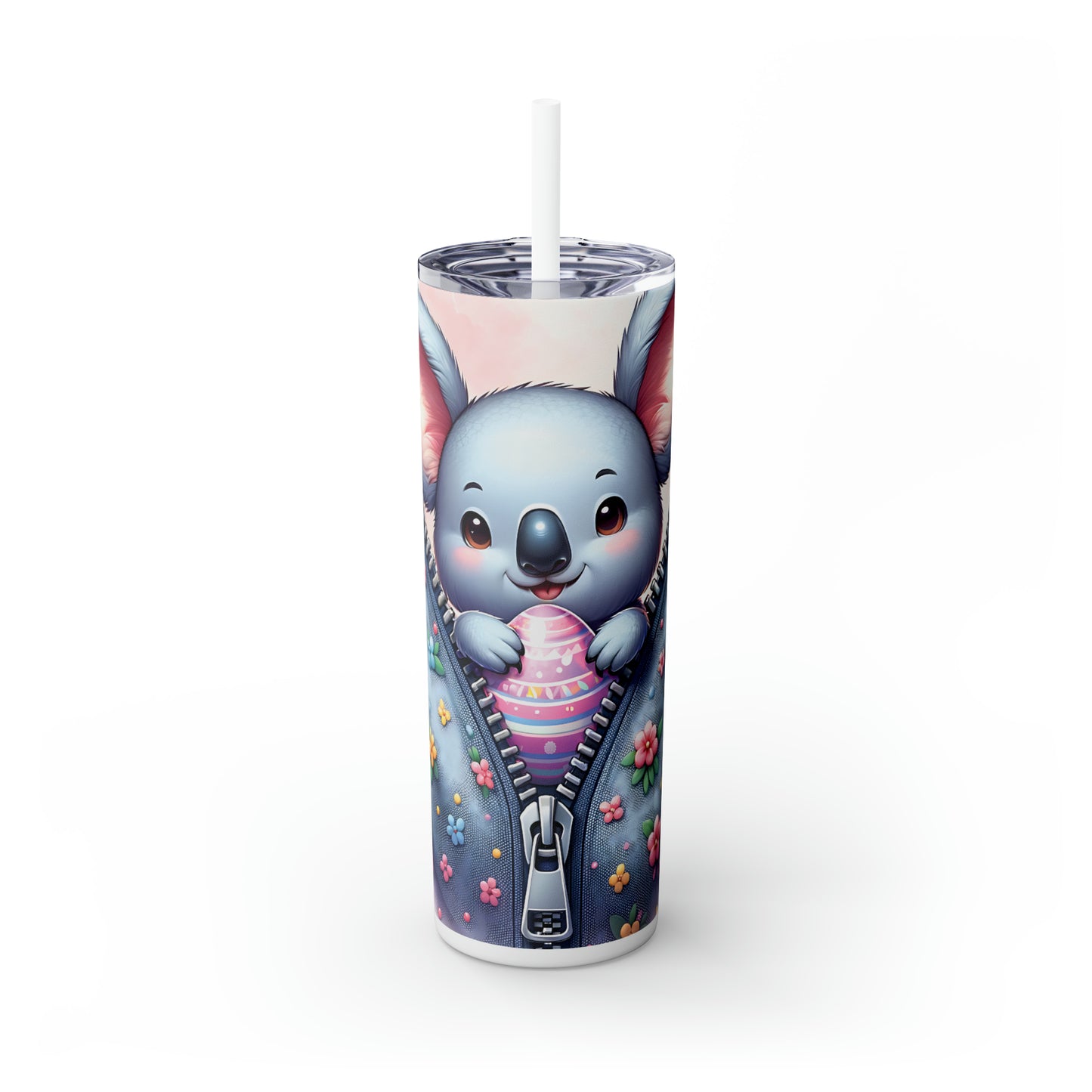 Skinny Tumbler with Straw, 20oz, Easter, Koala, awd-1304