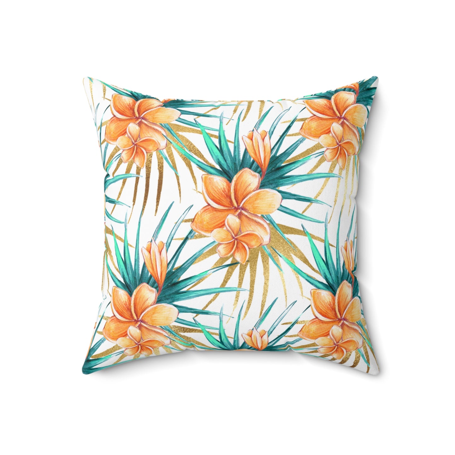 Spun Polyester Square Pillow, Summer Floral Cushion