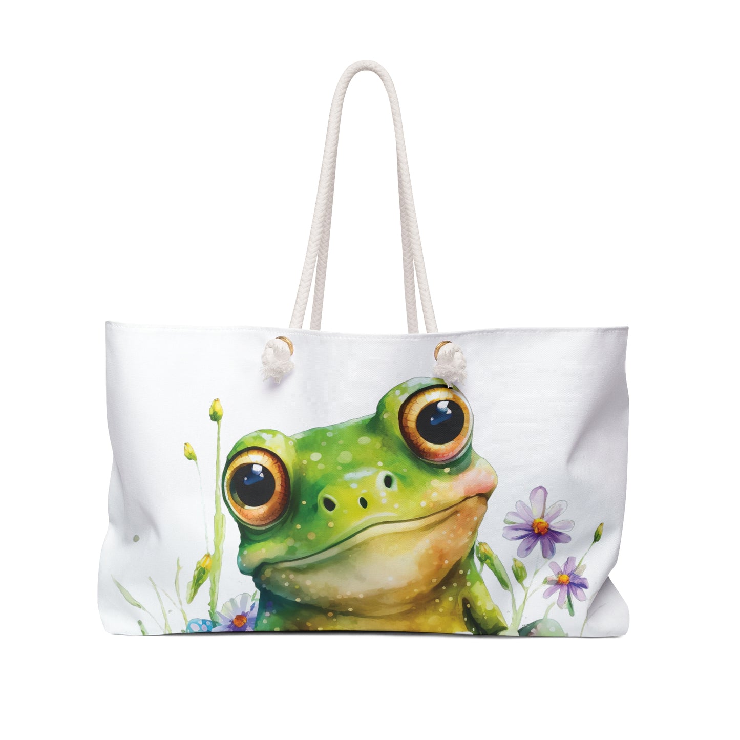 Personalised/Non-Personalised Weekender Bag, Frog, Large Weekender Bag, Beach Bag, Book Bag