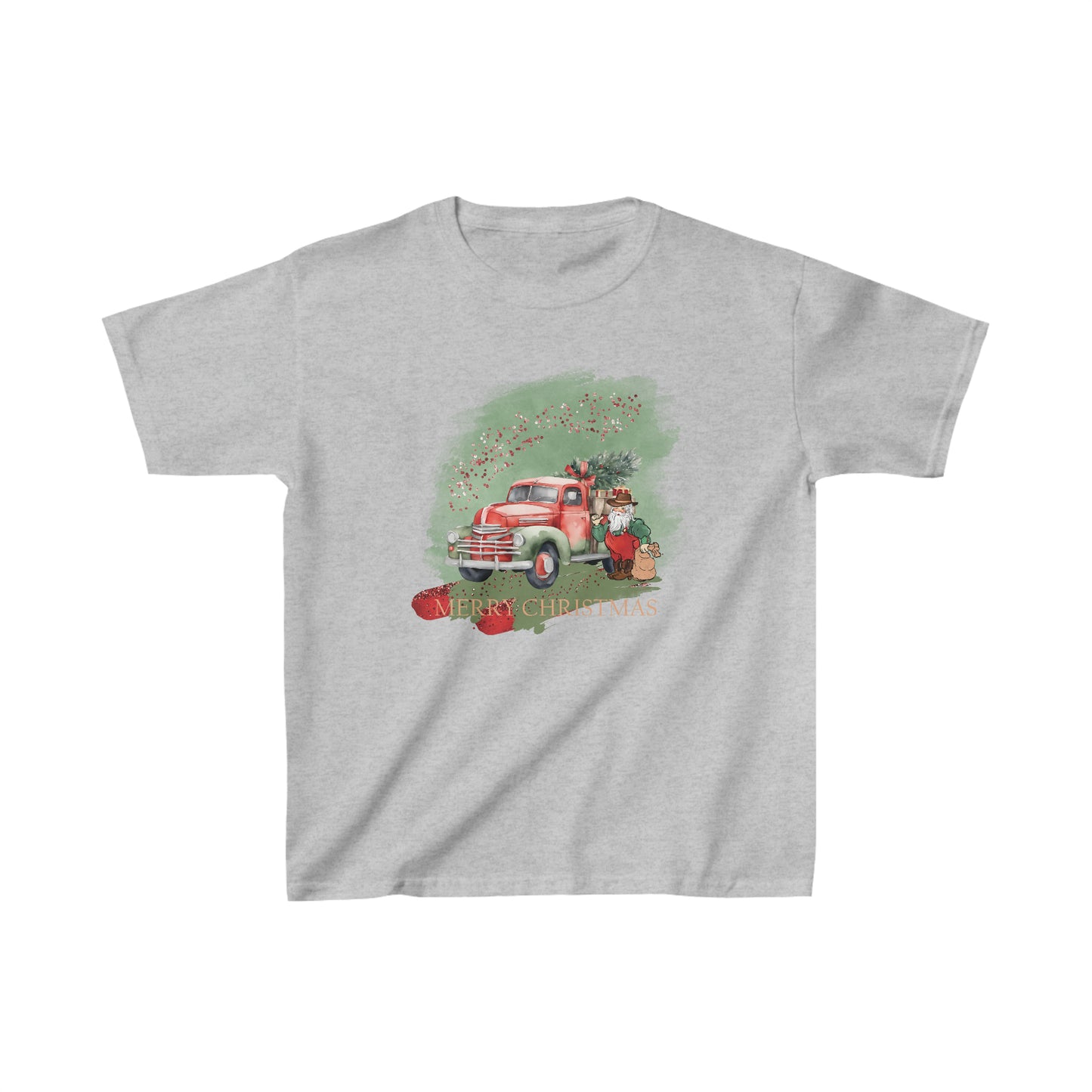 Kids Heavy Cotton™ Tee, Christmas Truck, Sage Christmas, Country Christmas Tshirt