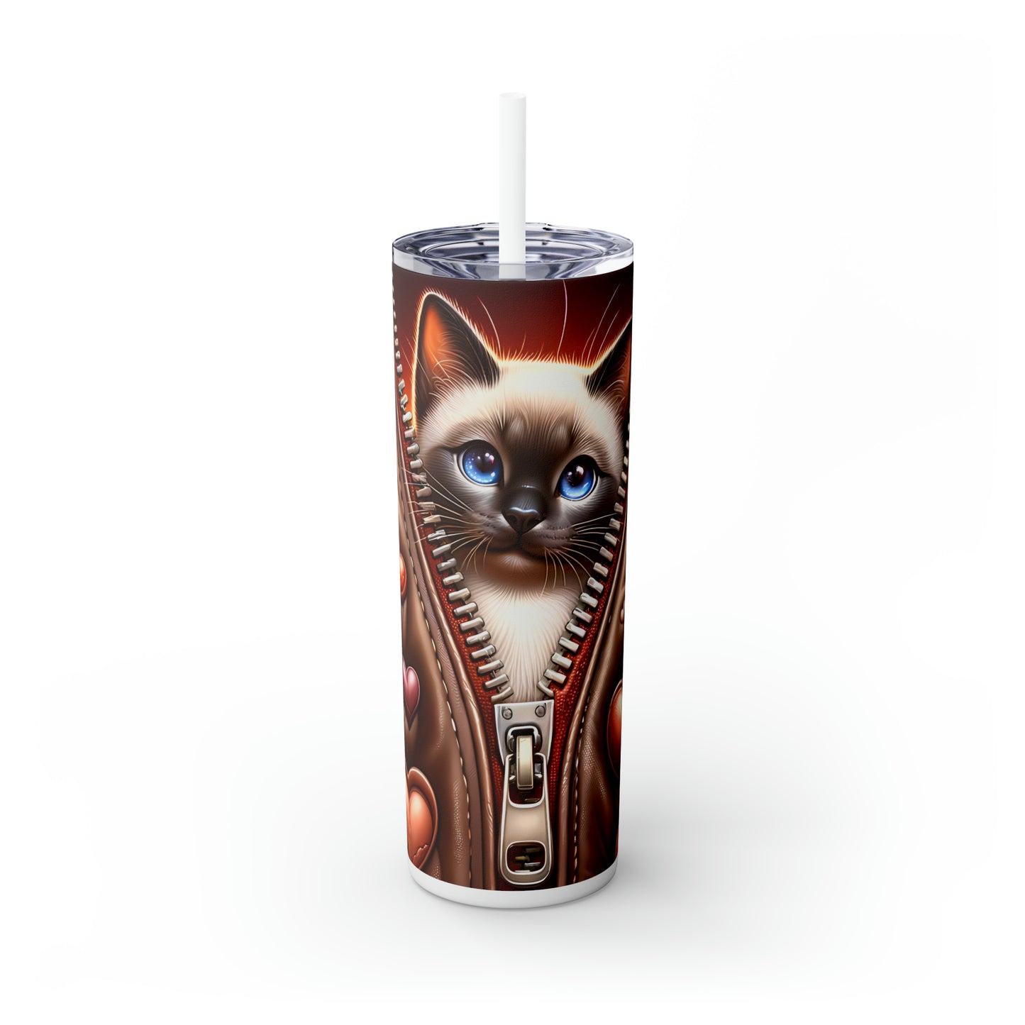 Skinny Tumbler with Straw, 20oz, Cat, Valentines Day, awd-915