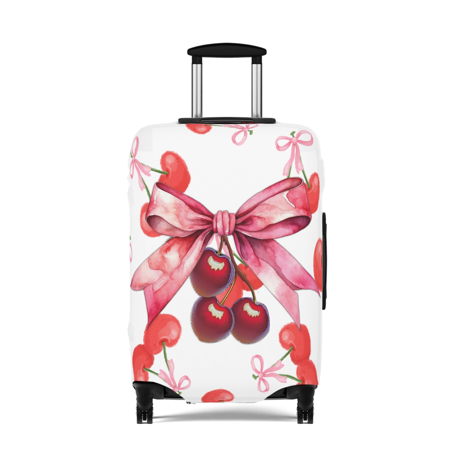 Luggage Cover, Rockabilly, Coquette, Pink Cherries and Ribbon, awd-2506