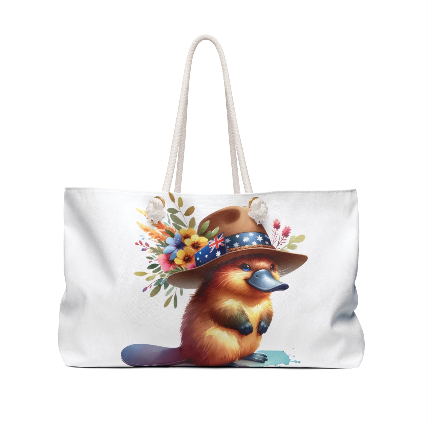 Personalised/Non-Personalised Weekender Bag, Australian Animals, Platypus, Large Weekender Bag, Beach Bag, Book Bag