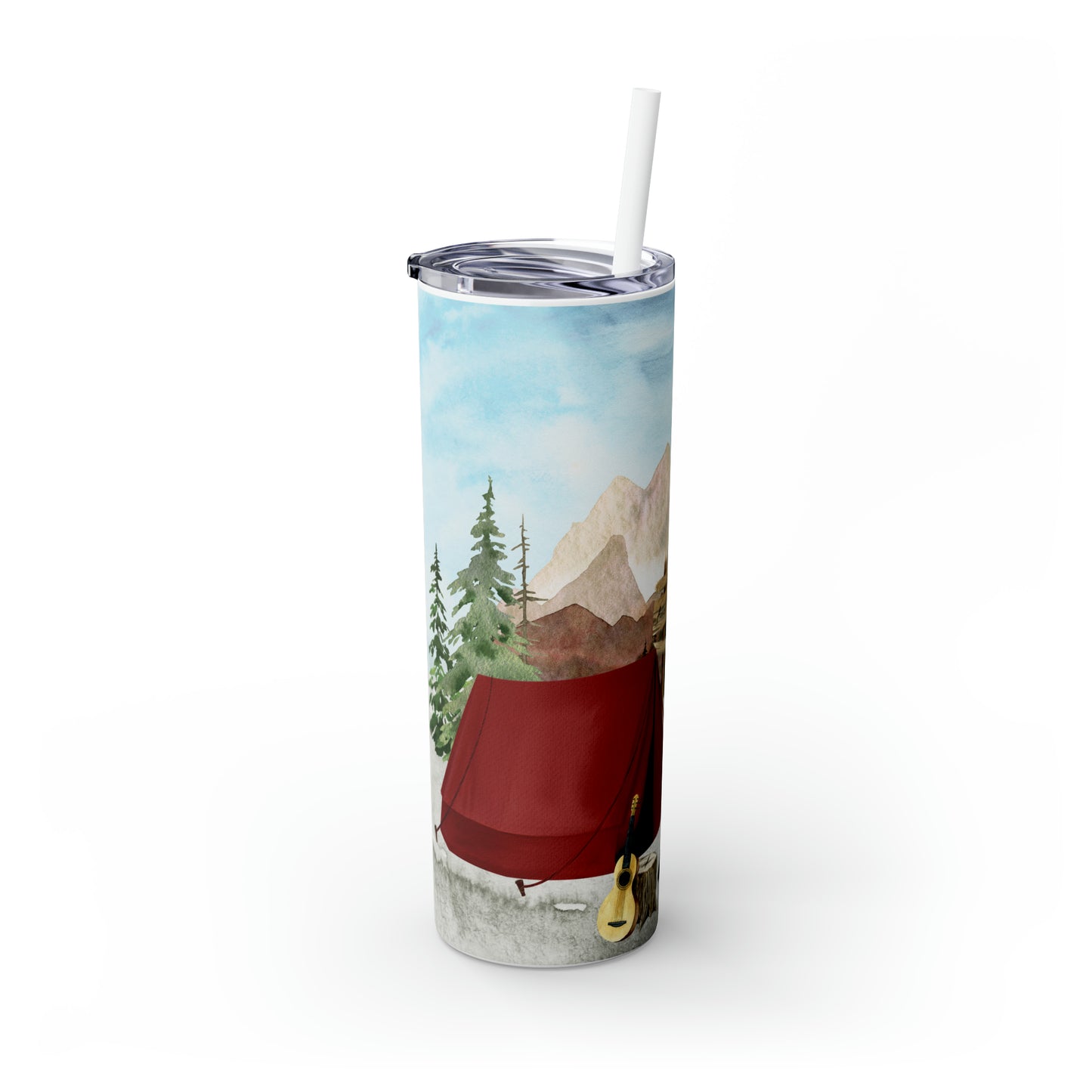 Skinny Tumbler with Straw, 20oz, Camping