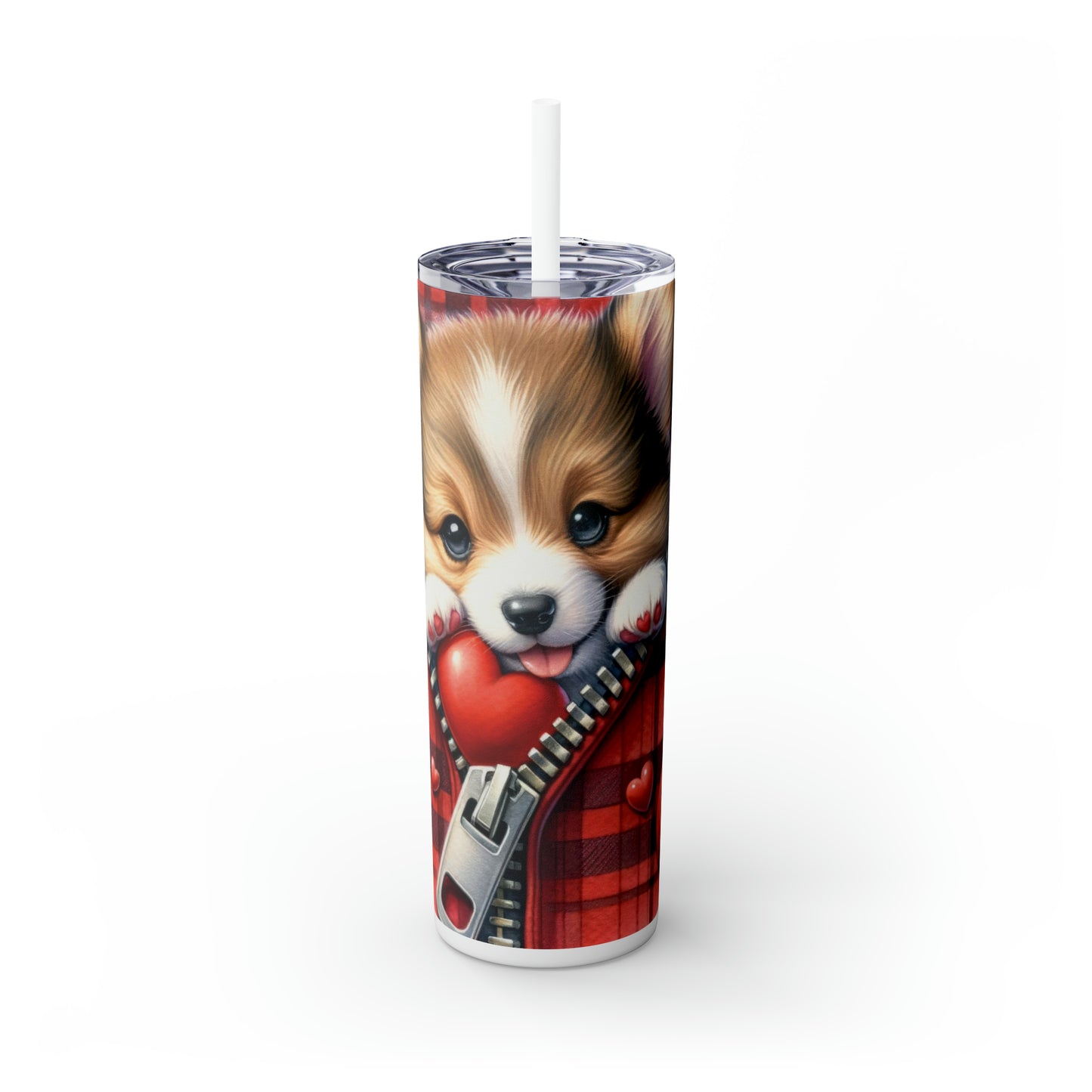 Skinny Tumbler with Straw, 20oz, Dog, Valentines Day, awd-834