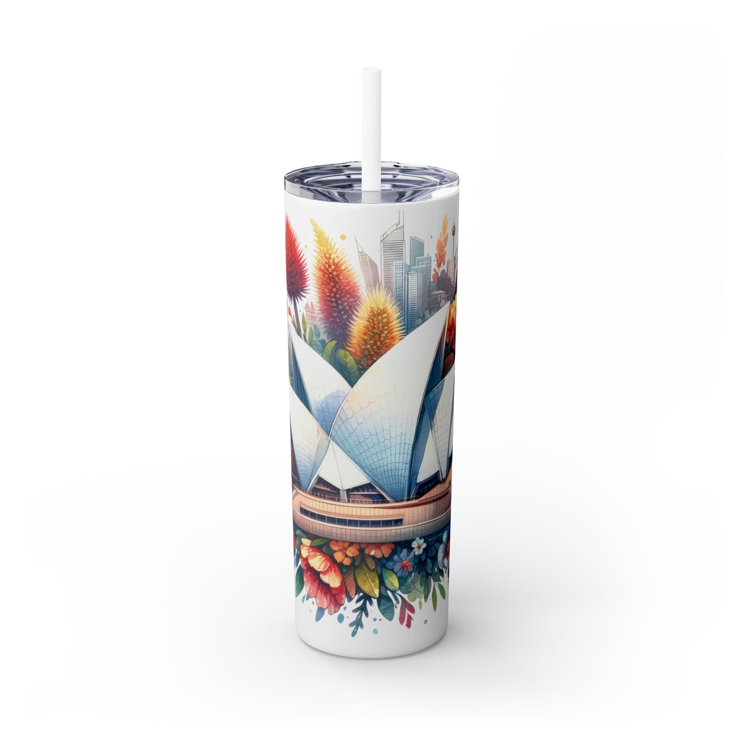 Skinny Tumbler with Straw, 20oz, Australia, Opera House, awd-1312