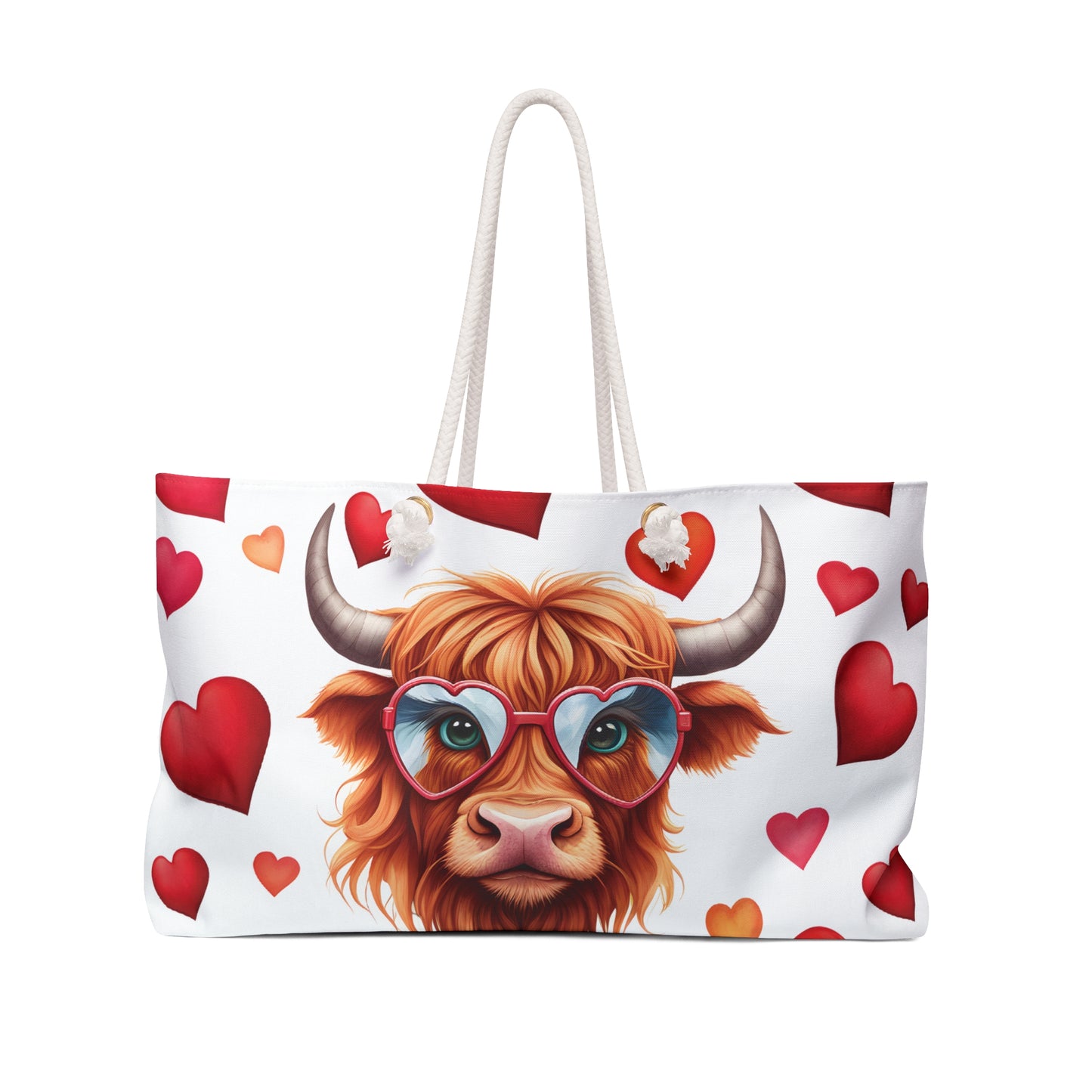 Personalised/Non-Personalised Weekender Bag, Highland Cow, Large Weekender Bag, Beach Bag, Book Bag