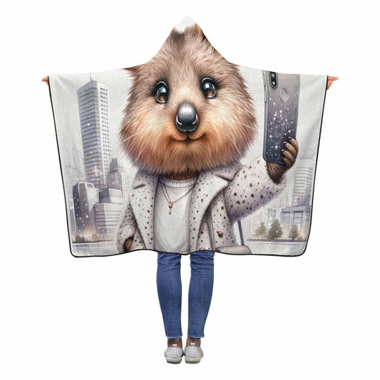 Australian Animal Quokka Awd1331  Hooded Blanket 60"x50"