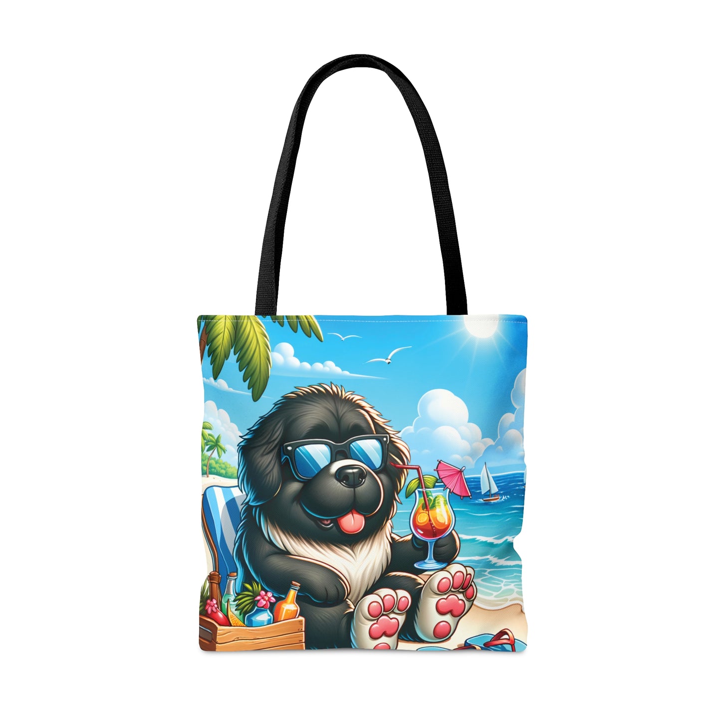 Tote Bag, Dog on Beach, New foundland, Tote bag,  awd-1227