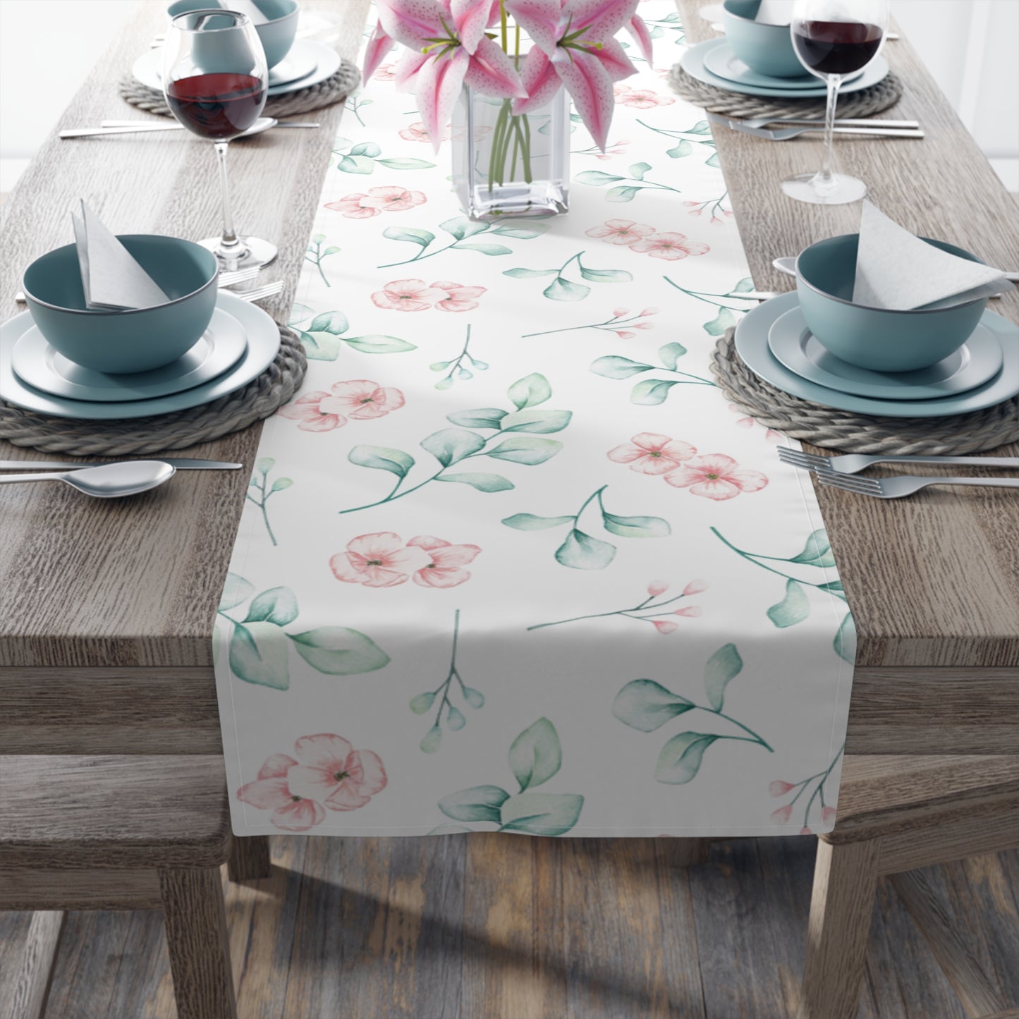 Floral Table Runner, Cotton Twill and Poly Available