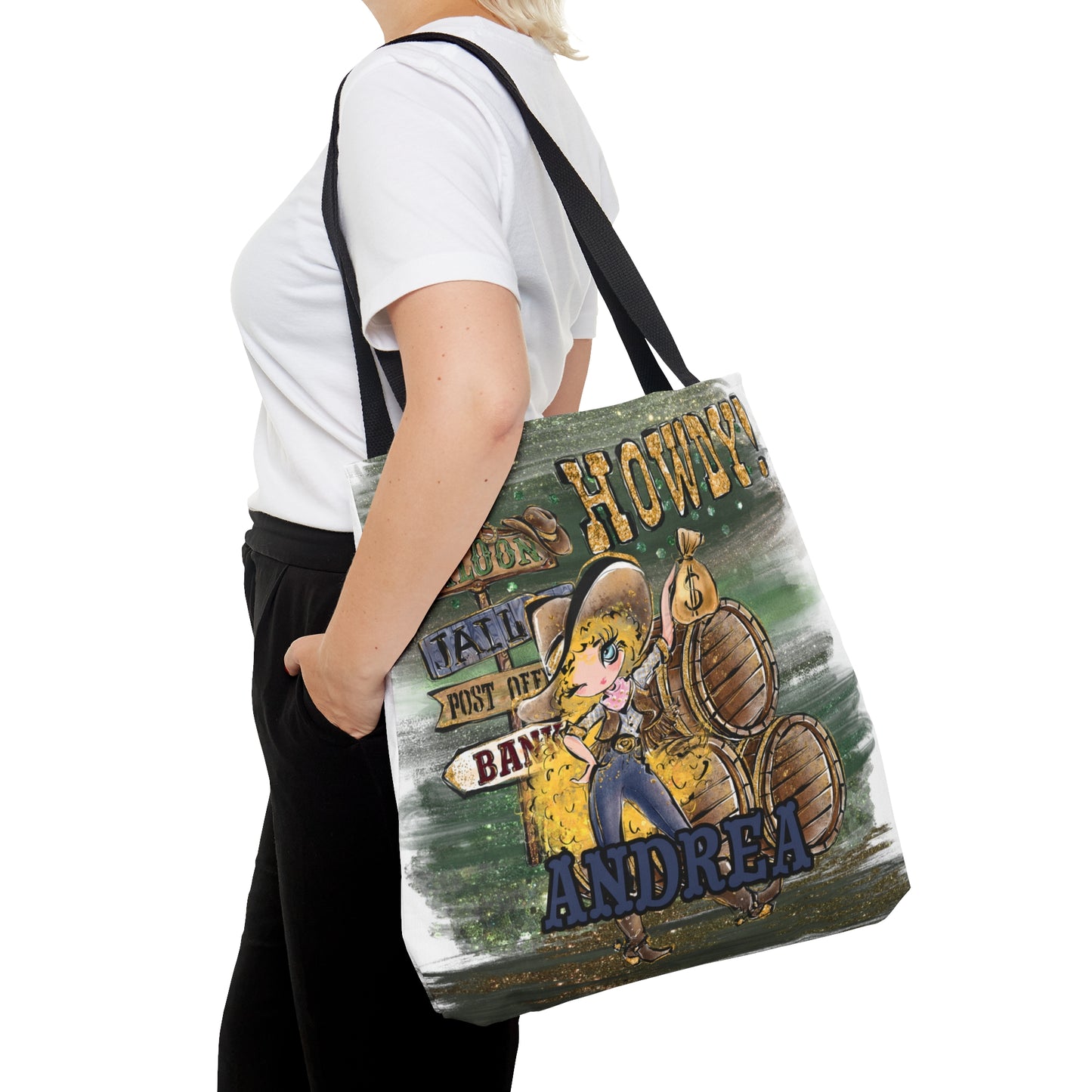 Personalised Tote Bag, Howdy, Blonde Curly Hair, Blue Eyes, Tote bag