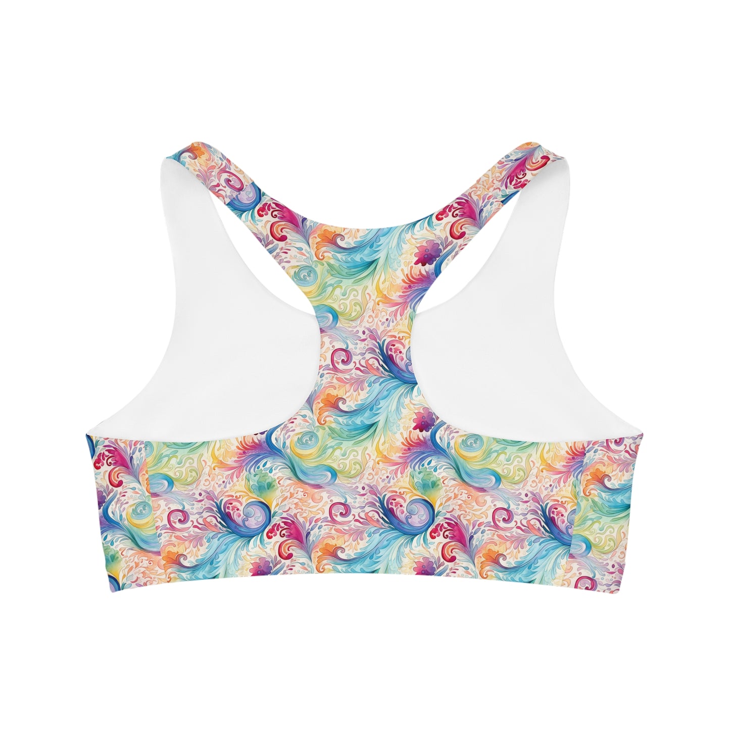 Women's Seamless Sports Bra, Rainbow Paisley, Sports Bra, Crop Top, Women's Sportswear, Athleticwear, Women's Activewear