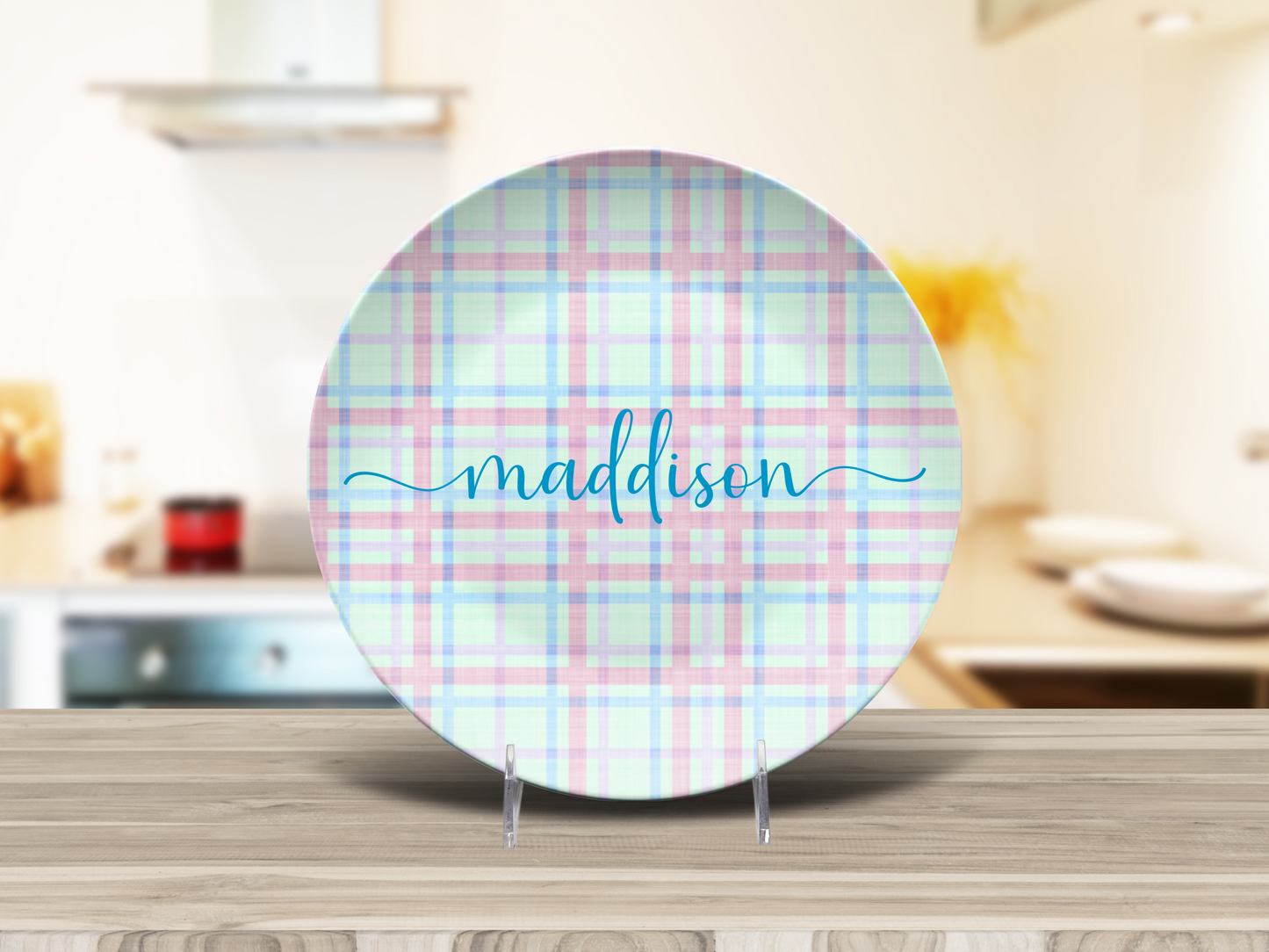 Pastel Plaid 2 Personalised Plate