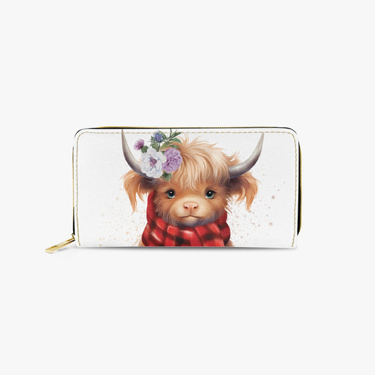 Long Type Zipper Purse, Highland Cow, awd-553