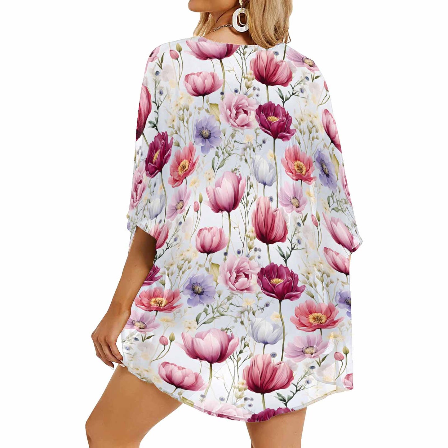 Wildflowers Women's Kimono Chiffon Cover Up