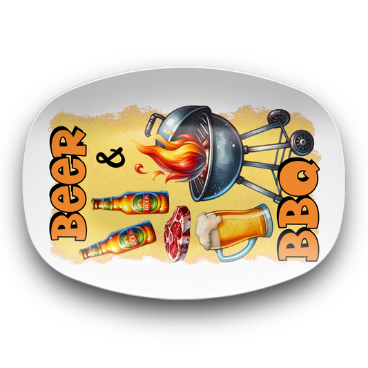 Beer & BBQ Flame 10"x14" Platter