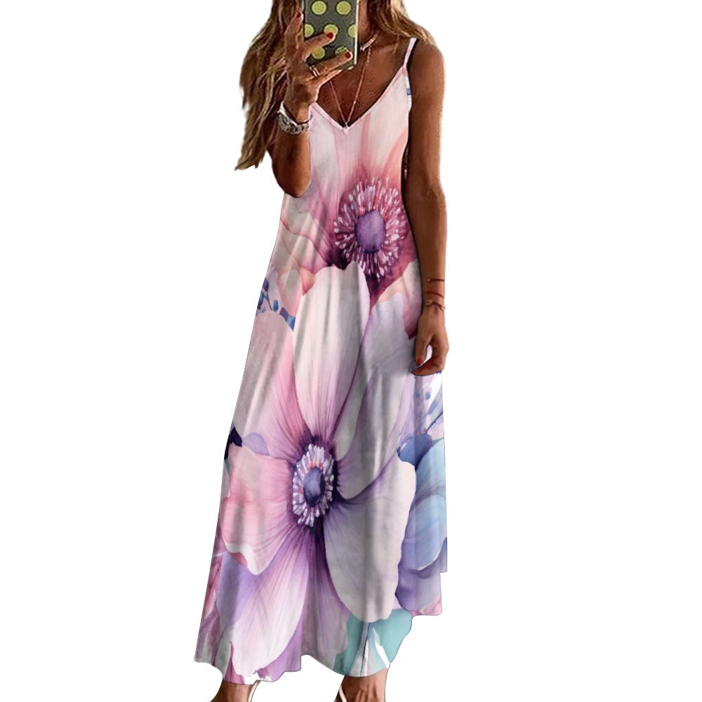 Floral Spaghetti Strap Ankle-Length Dress Long dress