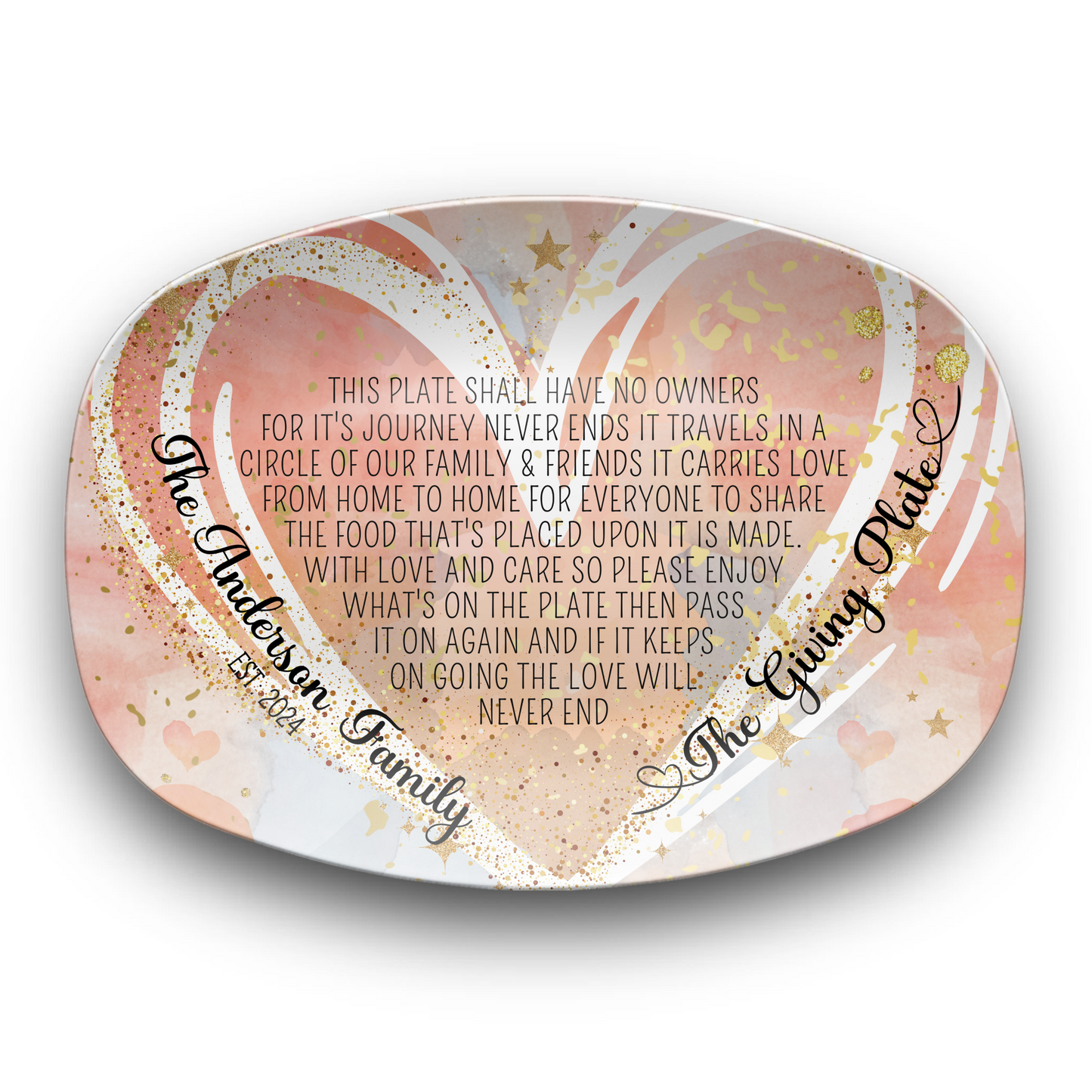 Personalised Heart The Giving Plate Platter, 10"x14" Platter