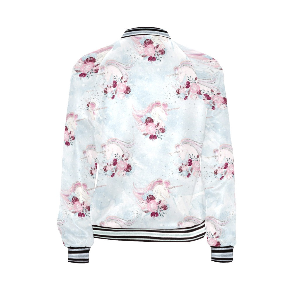 Unicorn Dreams Blue Bomber Jacket for Women