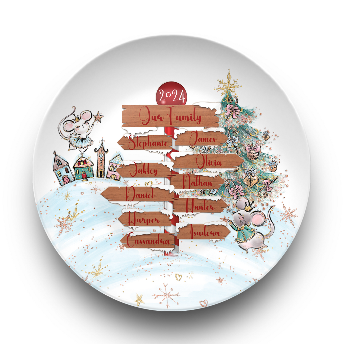 Personalised North Pole Christmas Plate, Family Christmas Plate