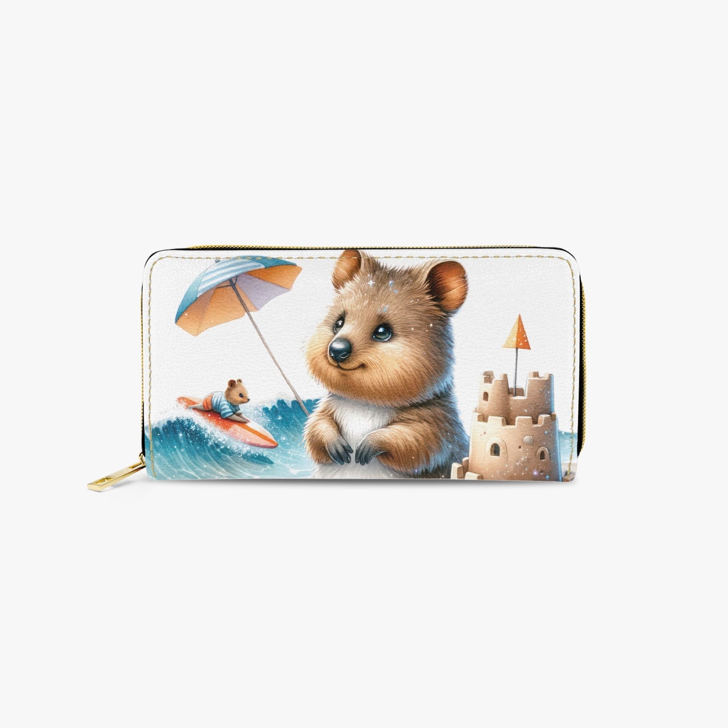 Long Type Zipper Purse, Quokka at the Beach, awd-1326