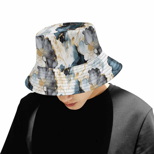 Black Ink Floral  Unisex Summer Single-Layer Bucket Hat