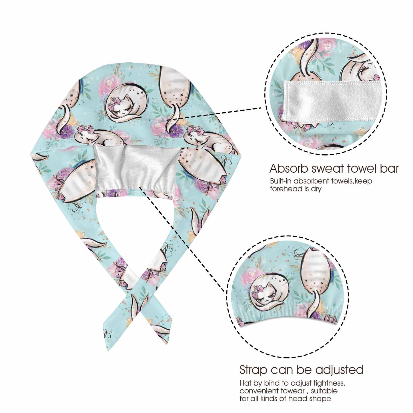 Nurse Scrub Cap Blue Cats  Scrub Cap