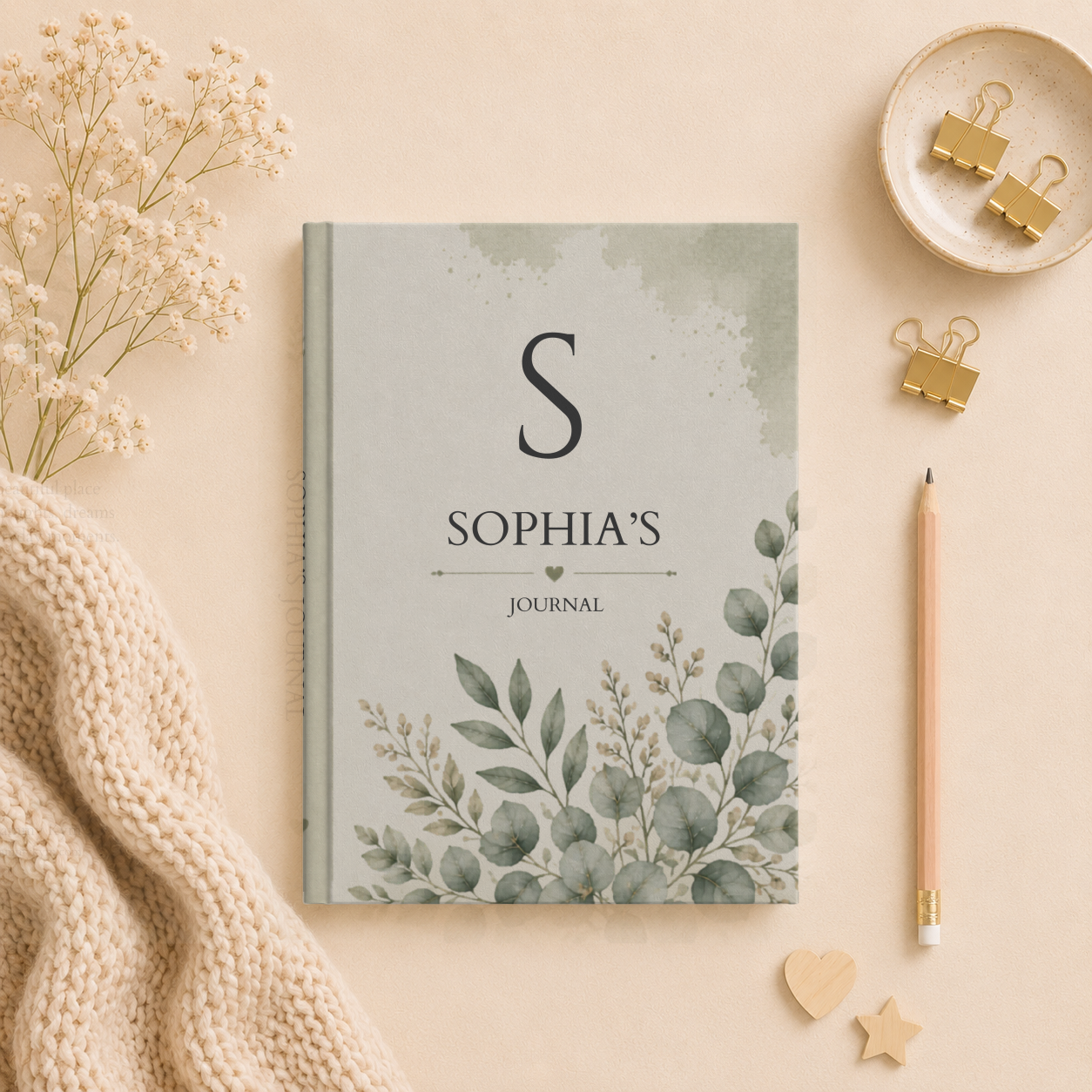 Personalized Hardcover Journal, Custom Journals with Initial, Elegant Floral Notebook, Personalized Gift for Writers, Unique Stationery