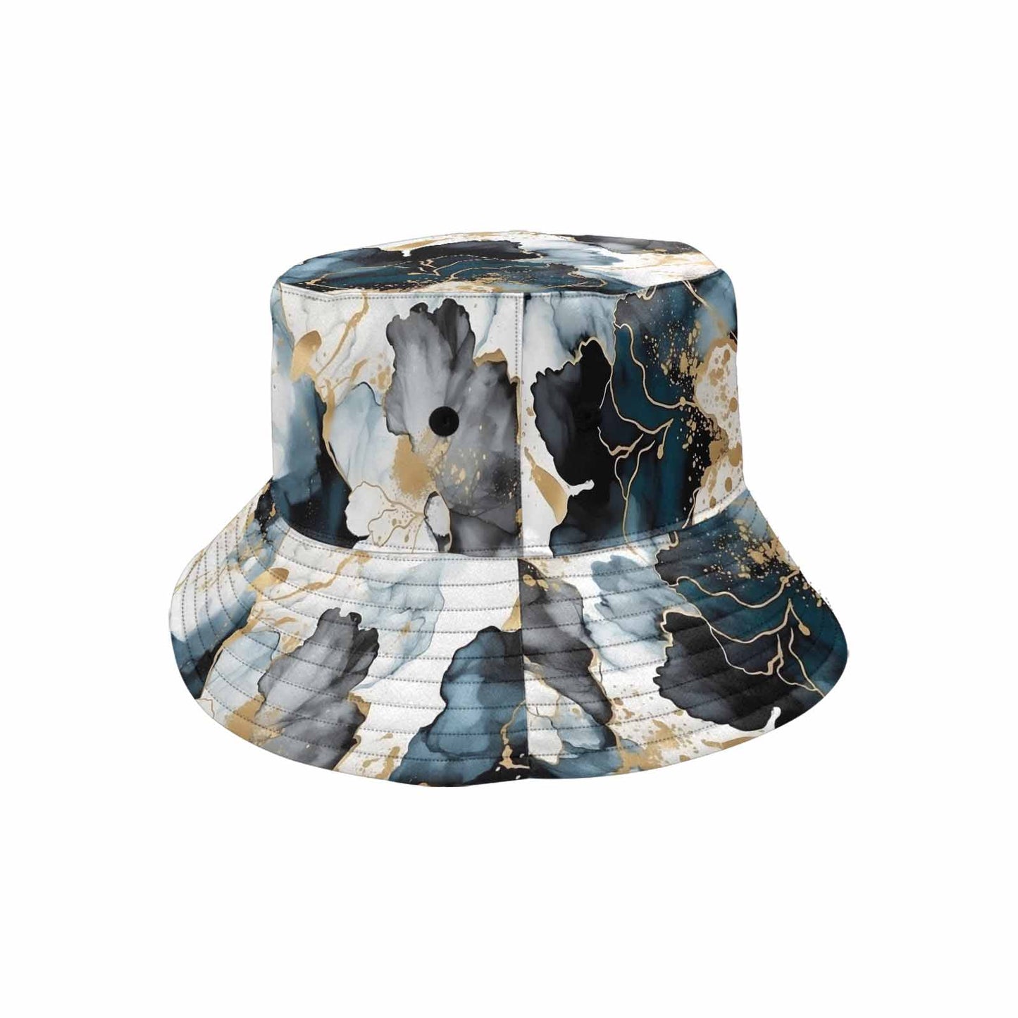 Black Ink Floral  Unisex Summer Single-Layer Bucket Hat