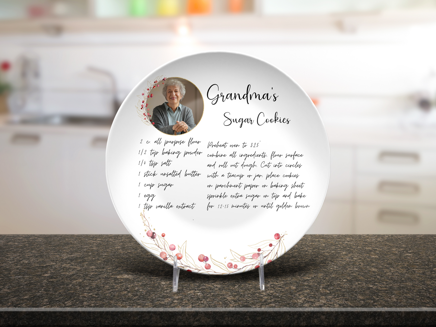 Personalised Handwritten Family Recipe Heirloom with Photo Plate/Platter