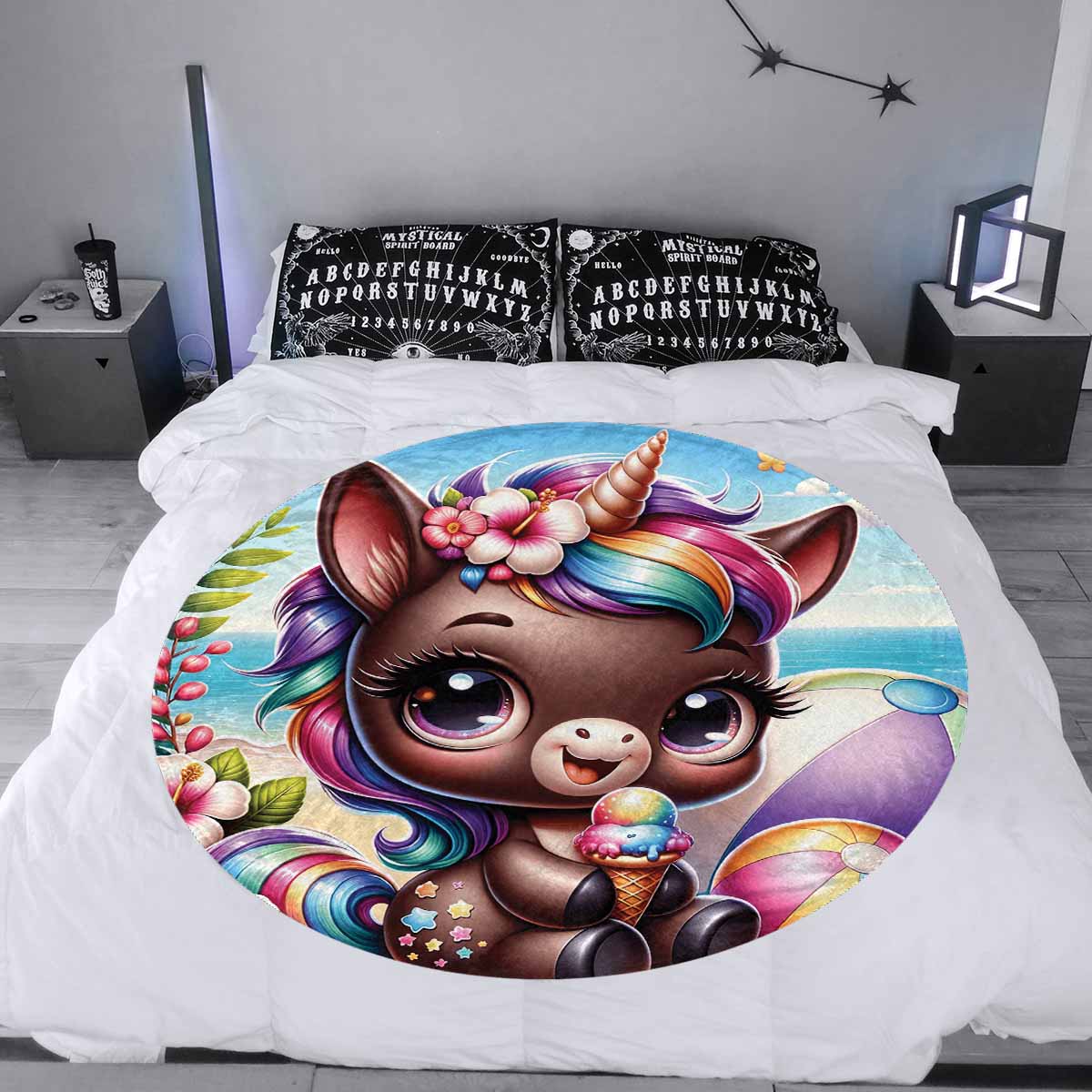 Unicorn_Awd35126  Circular Micro Fleece Blanket 60"