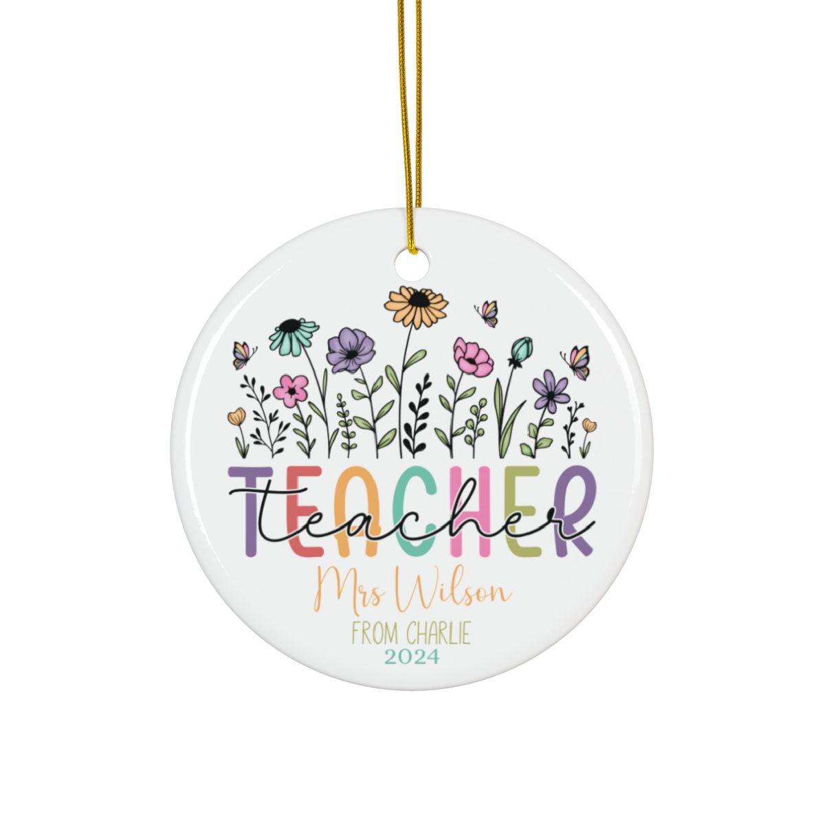 Wildflowers Teacher Personalised Ceramic Ornaments