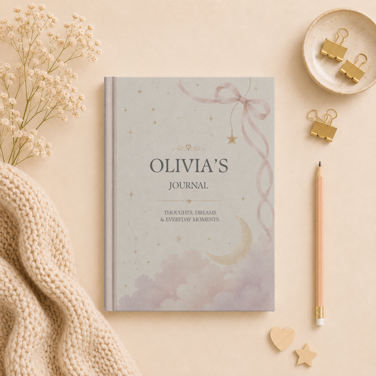 Personalized Hardcover Journal, Customizable Diary, Thoughtful Gift, Dream Notebook, Matte Finish, Creative Writing, Artistic Design