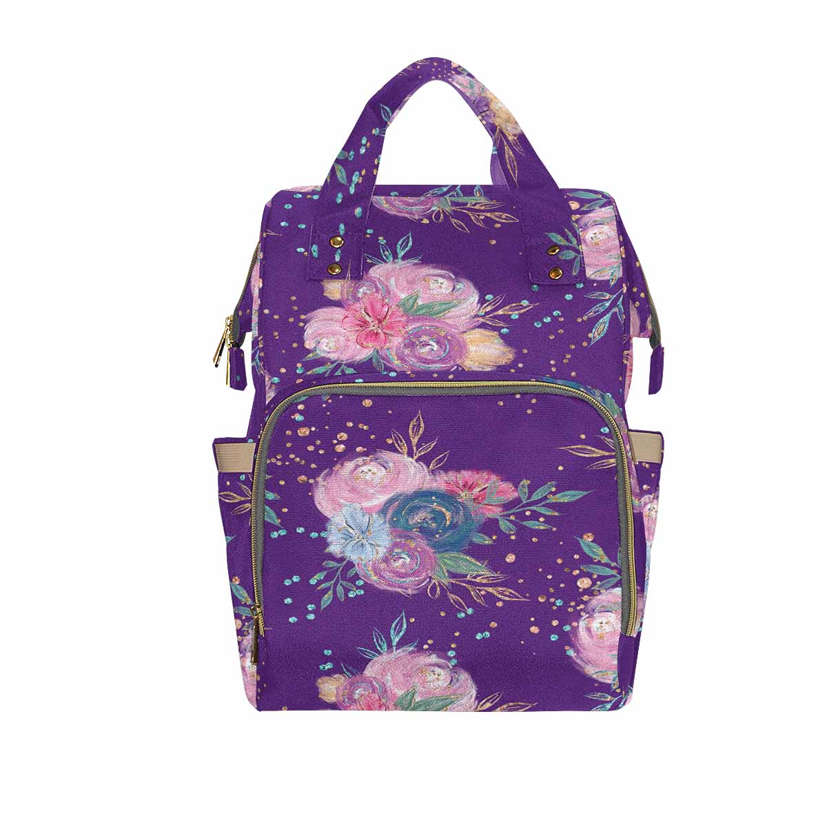 Purple Floral Diaper Bag Backpack