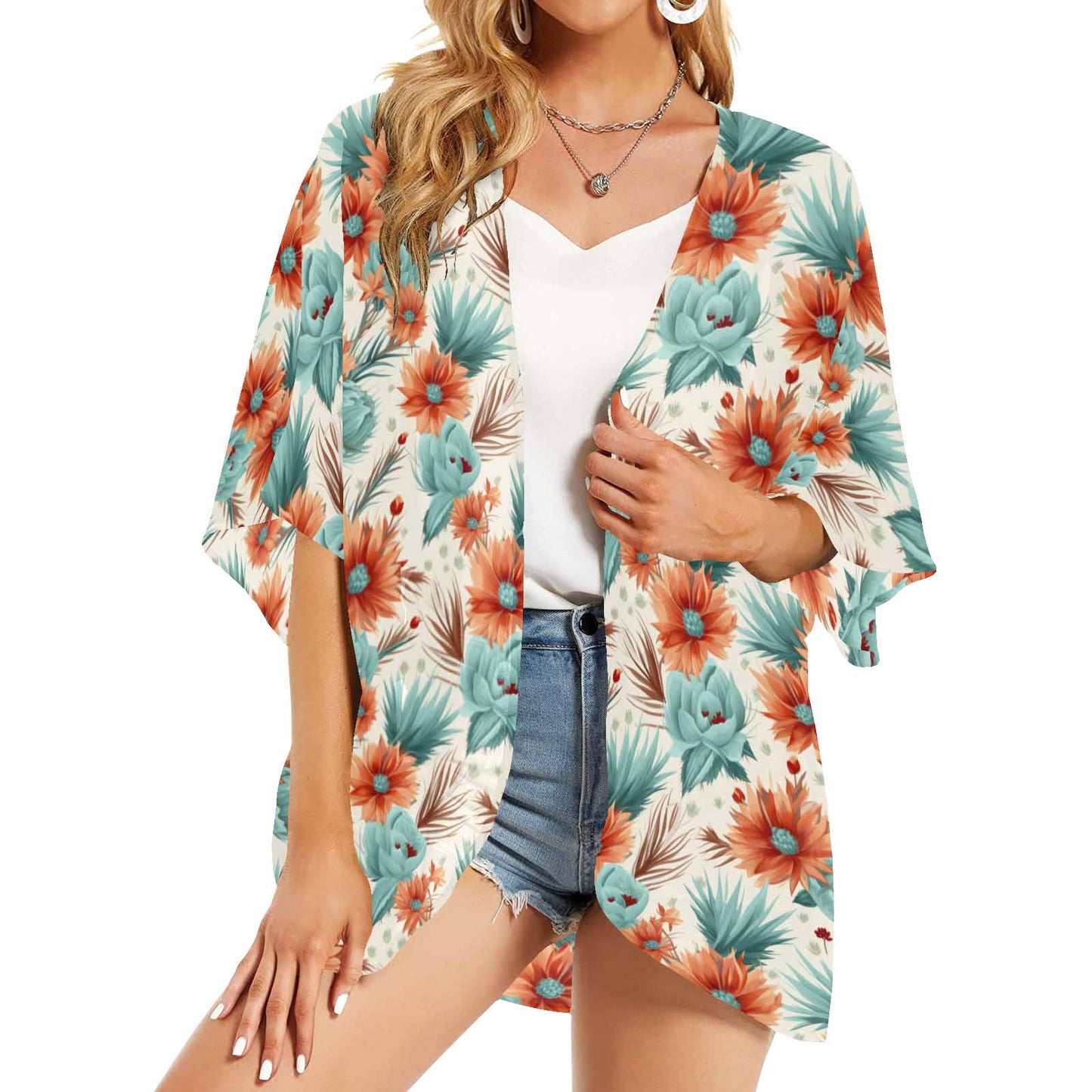 Boho Floral  GP Women's Kimono Chiffon Cover Up