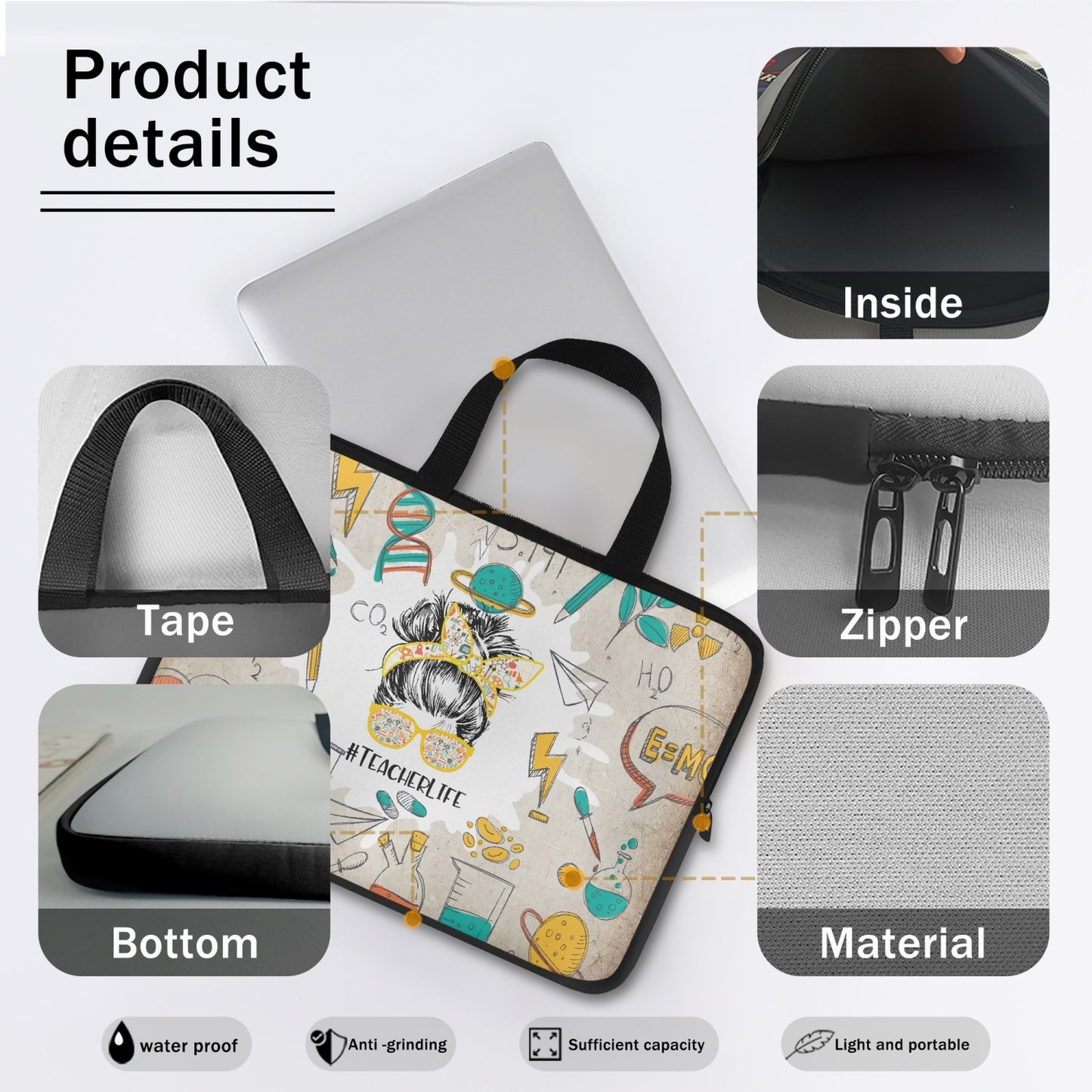 Laptop Sleeve with Handles - Teacher