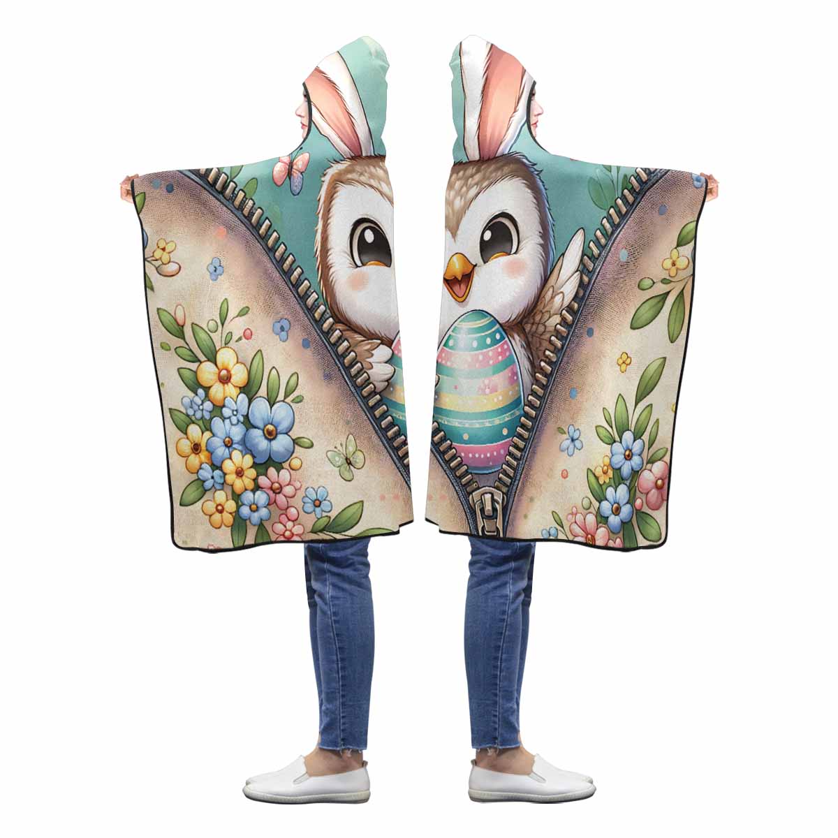 Easter Owl Awd 1302  Hooded Blanket 50"x40"