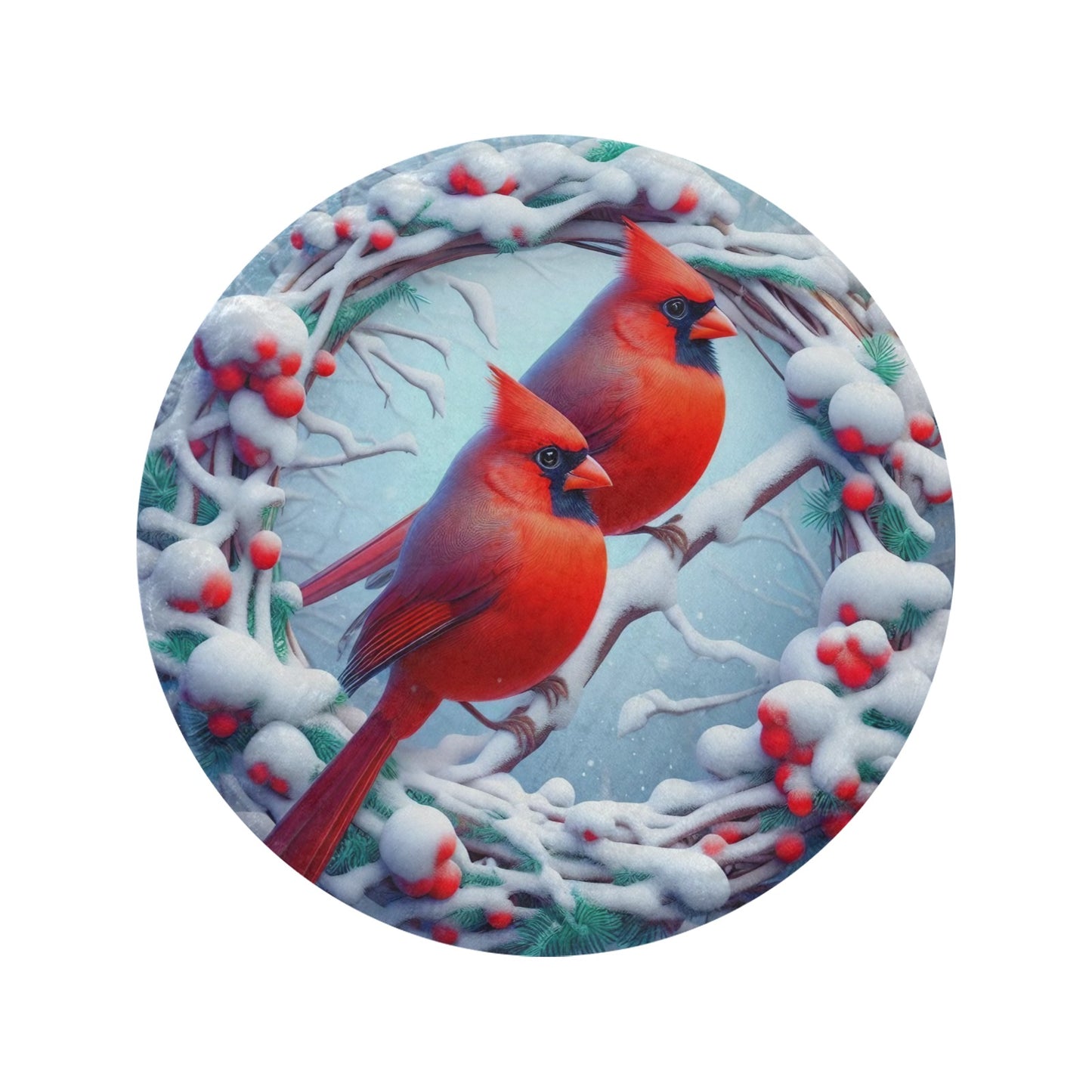 Christmas Cardinals Circular Micro Fleece Blanket