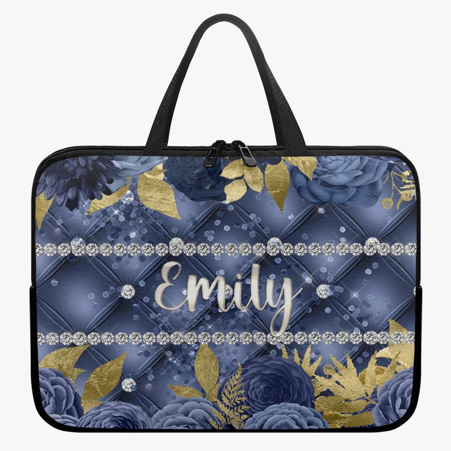 Laptop Sleeve with handles - Navy Floral - Personalised