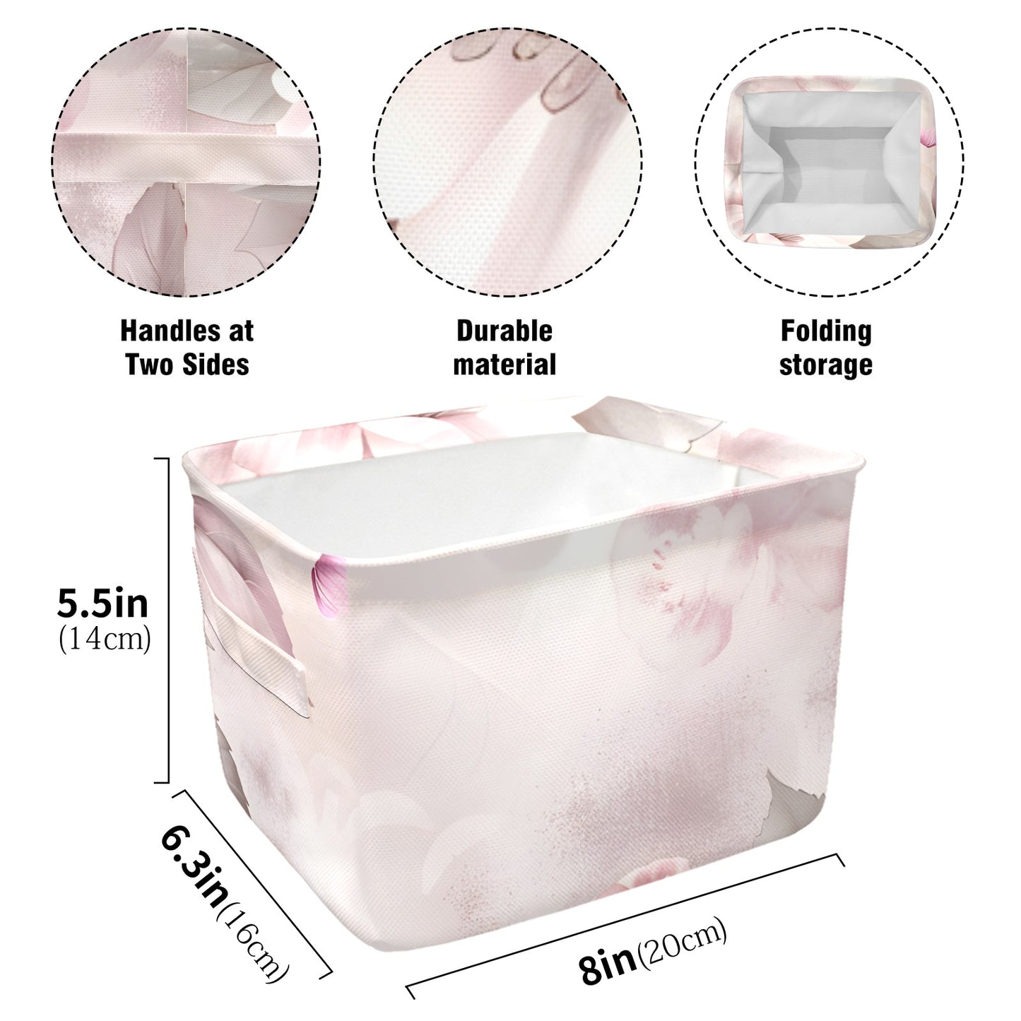 Pink Roses Fabric Storage Basket