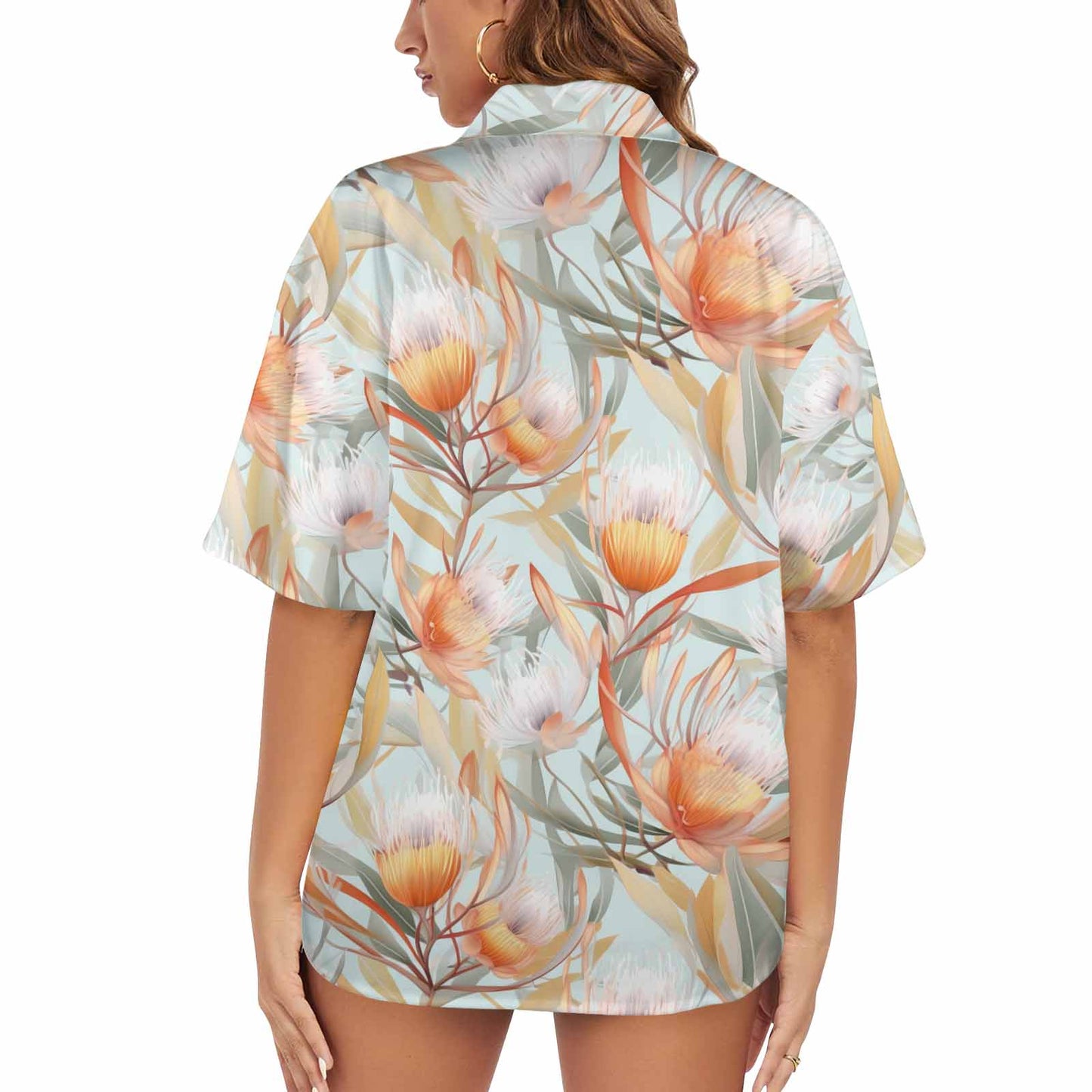 Australian Floral Green  Women's Hawaiian Shirt