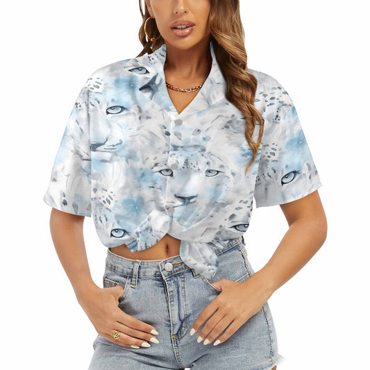 White Leopard  Women's Hawaiian Shirt